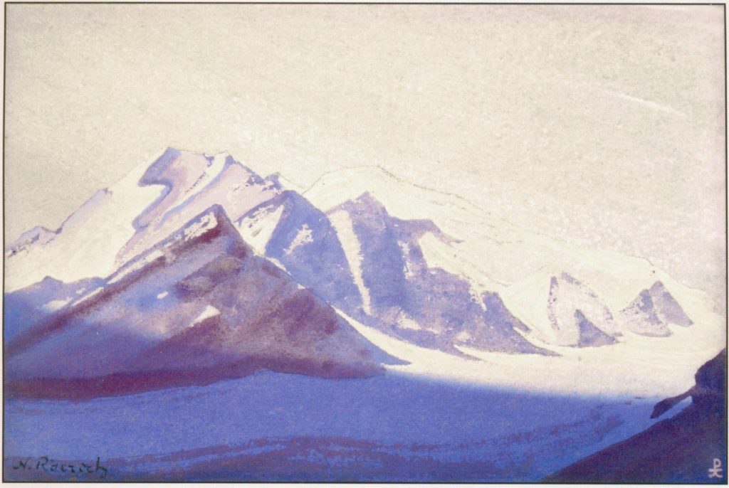 Картина Н.К.Рериха. Вечер. Гималаи. 1937