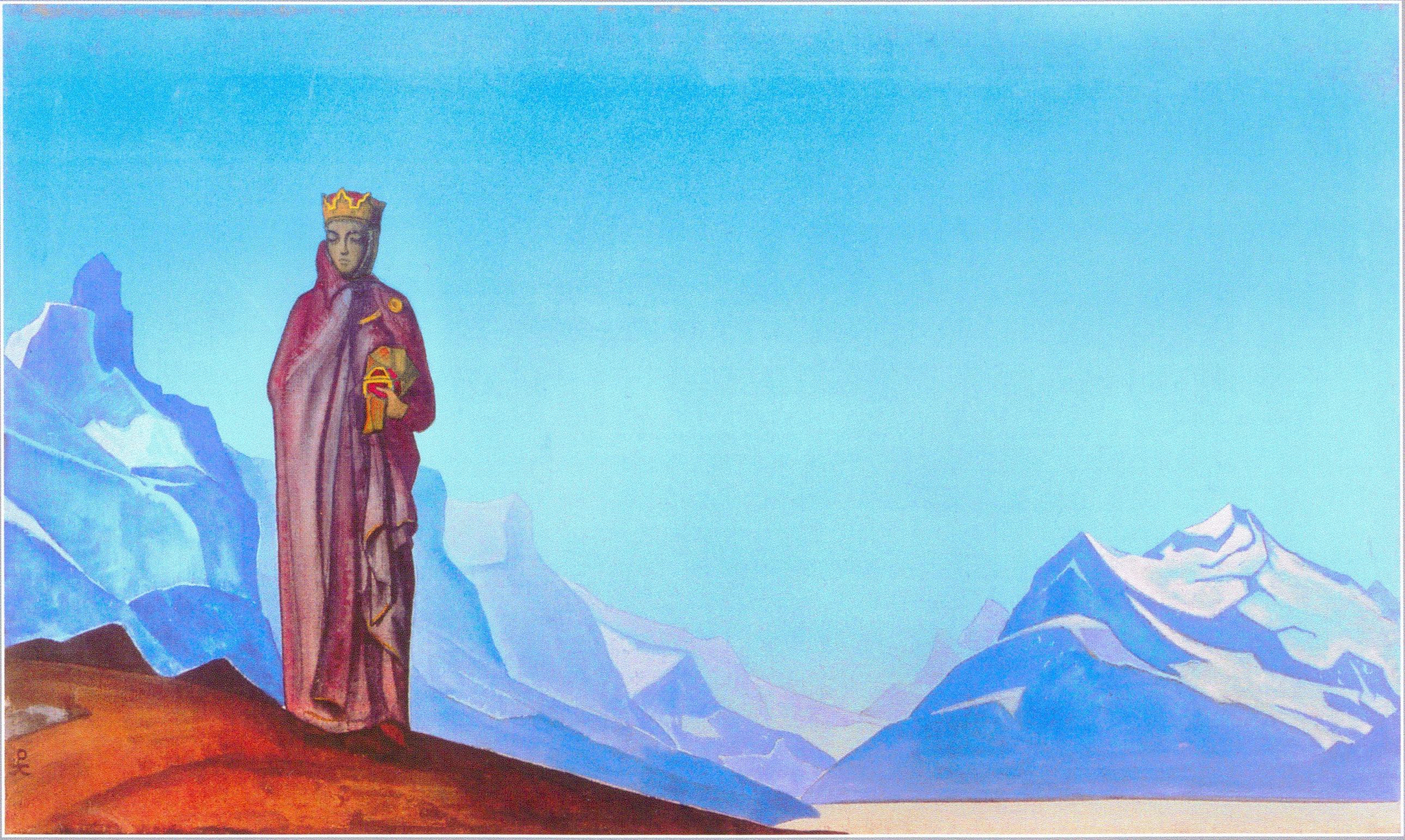 Картина Н.К.Рериха.  Камень несущая (Держательница Мира). 1933