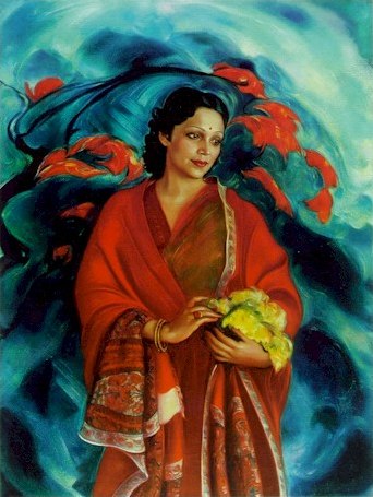 Картина Святослава Рериха. «Девика Рани Рерих». 1951