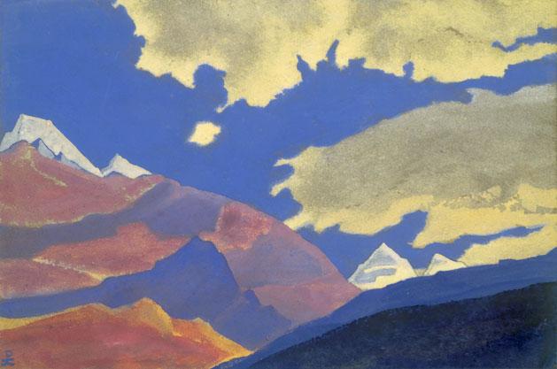 Картина Н.К.Рериха. Облака и горы. 1937
